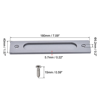 Harfington Finger Flush Pull Handle 180x40x5.7mm Rectangle for Drawer Door Grey