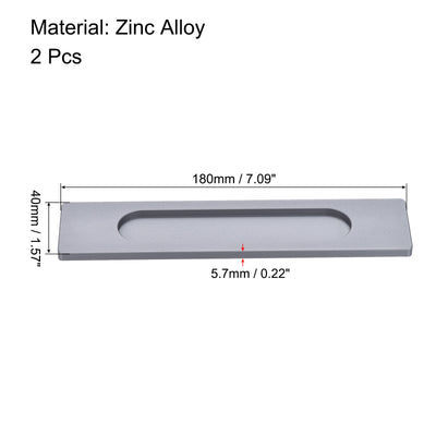 Harfington Finger Flush Pull Handle 180x40x5.7mm Rectangle with Sticker Grey 2pcs