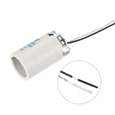Harfington E14 Bulb Socket Ceramic Candelabra Bulb Lamp Holder with M10 Lamp Pipe Nut & Wire for E14 Incandescent Bulb, Pack of 8