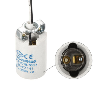 Harfington E14 Bulb Socket Ceramic Candelabra Bulb Lamp Holder with M10 Lamp Pipe Nut & Wire for E14 Incandescent Bulb, Pack of 8