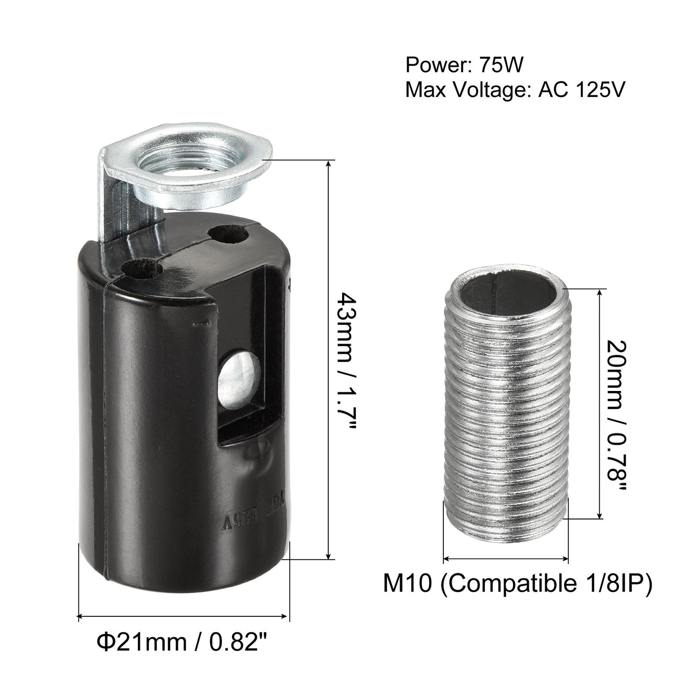 Harfington Lamp Socket, Candle Lamp Holders, Chandelier LED Bracket with Threaded for Bulb