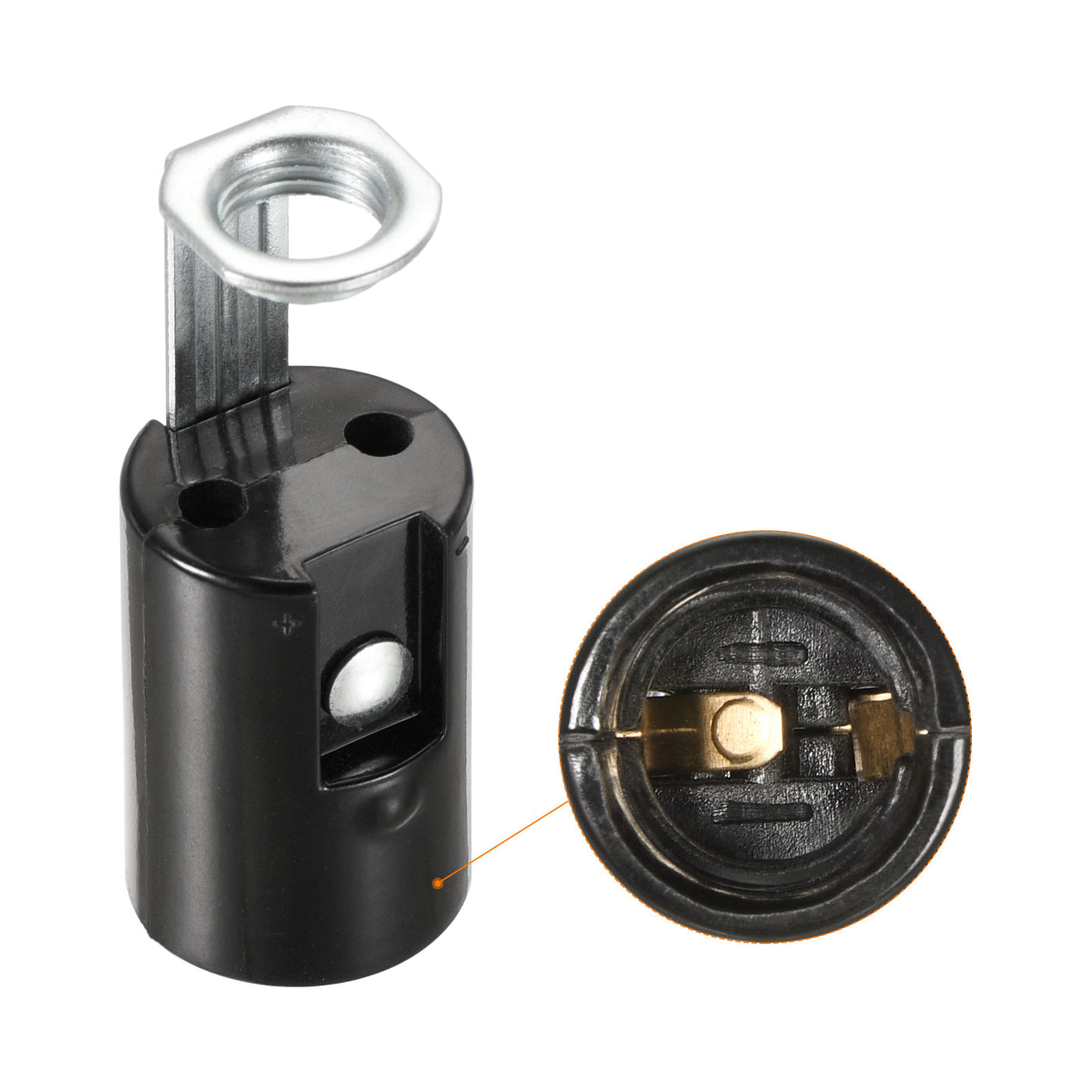 Harfington E14-Lampenfassung, Kerzenlampenfassungen, Kronleuchter E14-LED-Halterung 21 x 54 mm, schwarz mit M10 1/8IP-Gewinde für E14-Glühbirne, 3 Stück