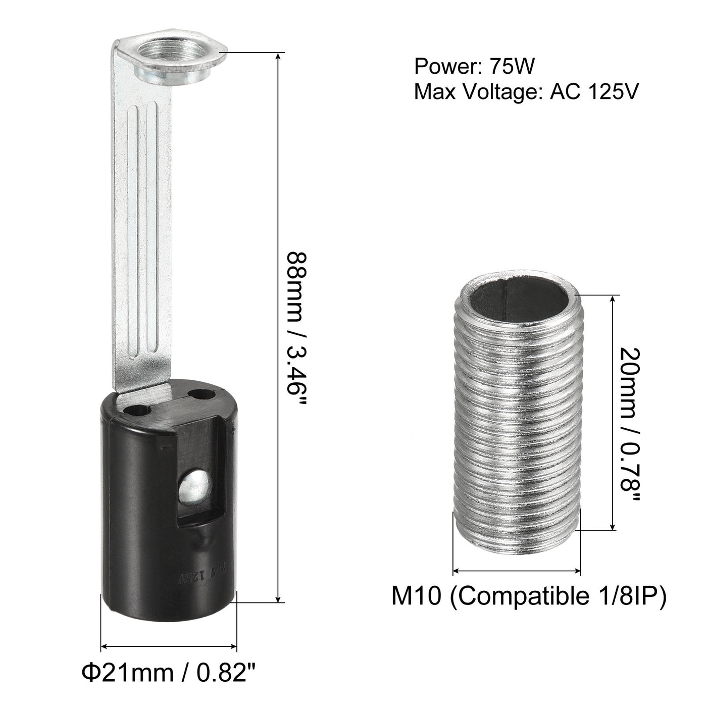 Harfington Lamp Socket, Candle Lamp Holders, Chandelier LED Bracket with Threaded for Bulb