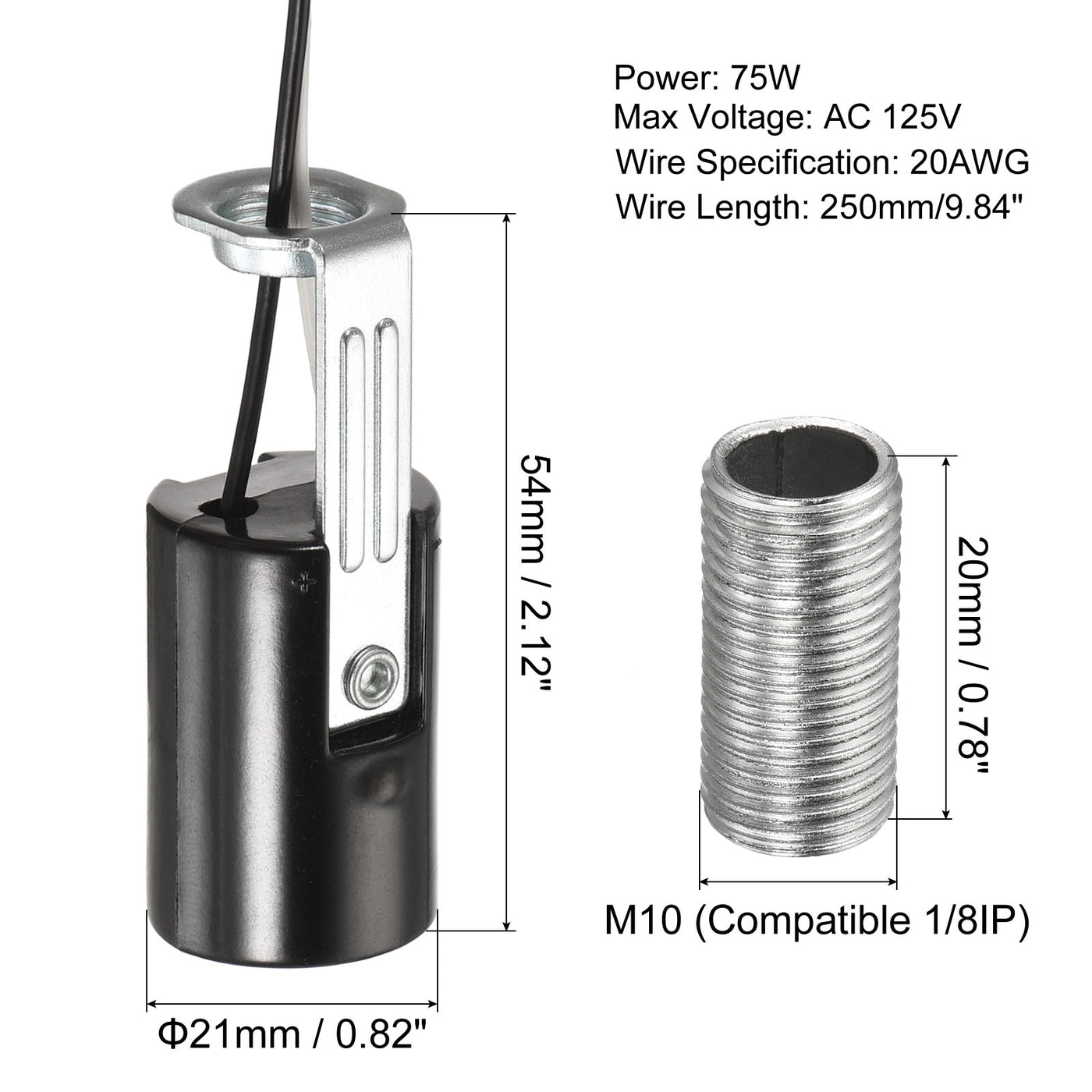 Harfington Lamp Socket, Candle Lamp Holders, Chandelier with Wire Threaded for Bulb