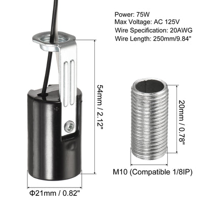 Harfington Lamp Socket, Candle Lamp Holders, Chandelier with Wire Threaded for Bulb