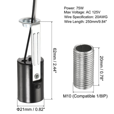 Harfington Lamp Socket, Candle Lamp Holders, Chandelier with Wire Threaded for Bulb