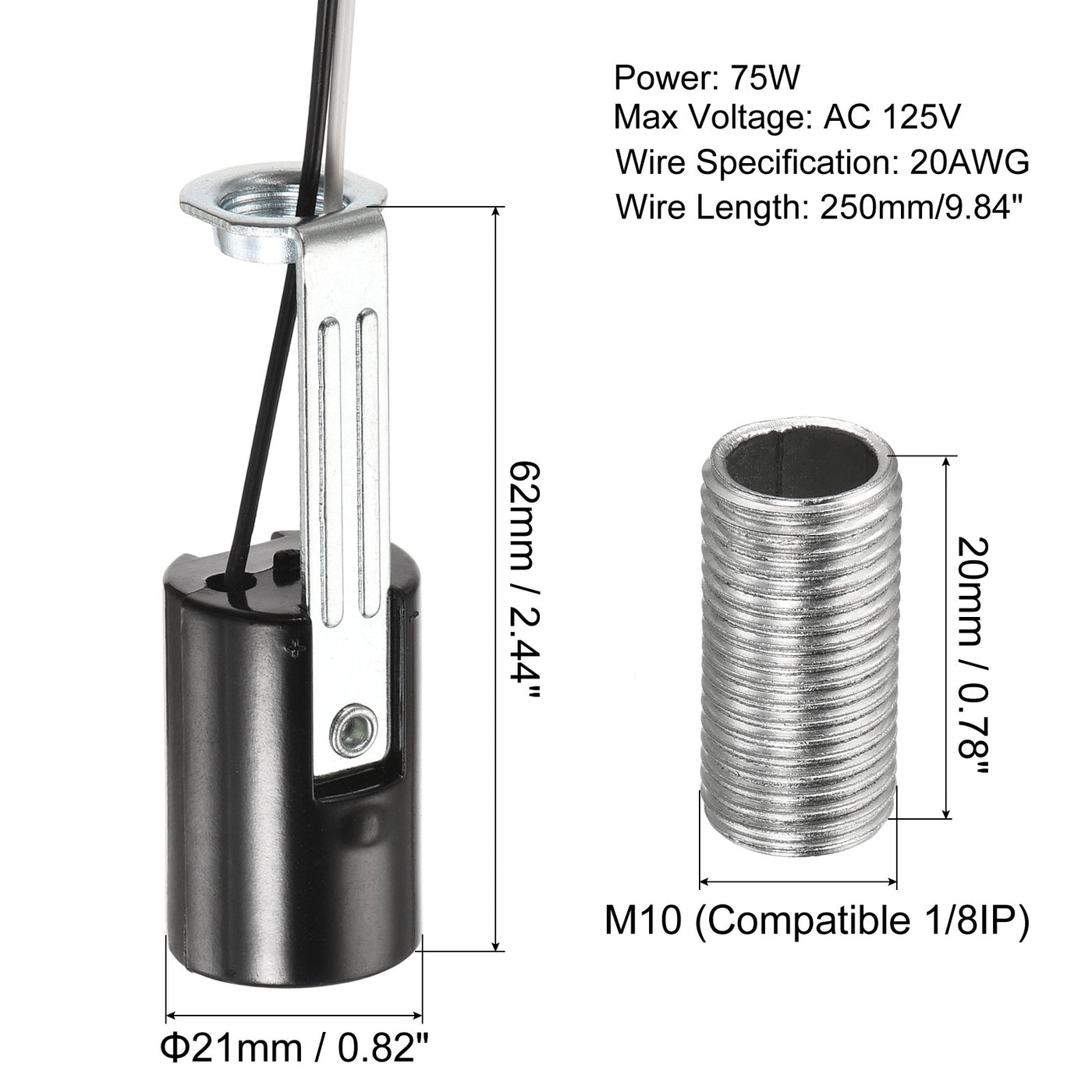 Harfington Lamp Socket, Candle Lamp Holders, Chandelier with Wire Threaded for Bulb