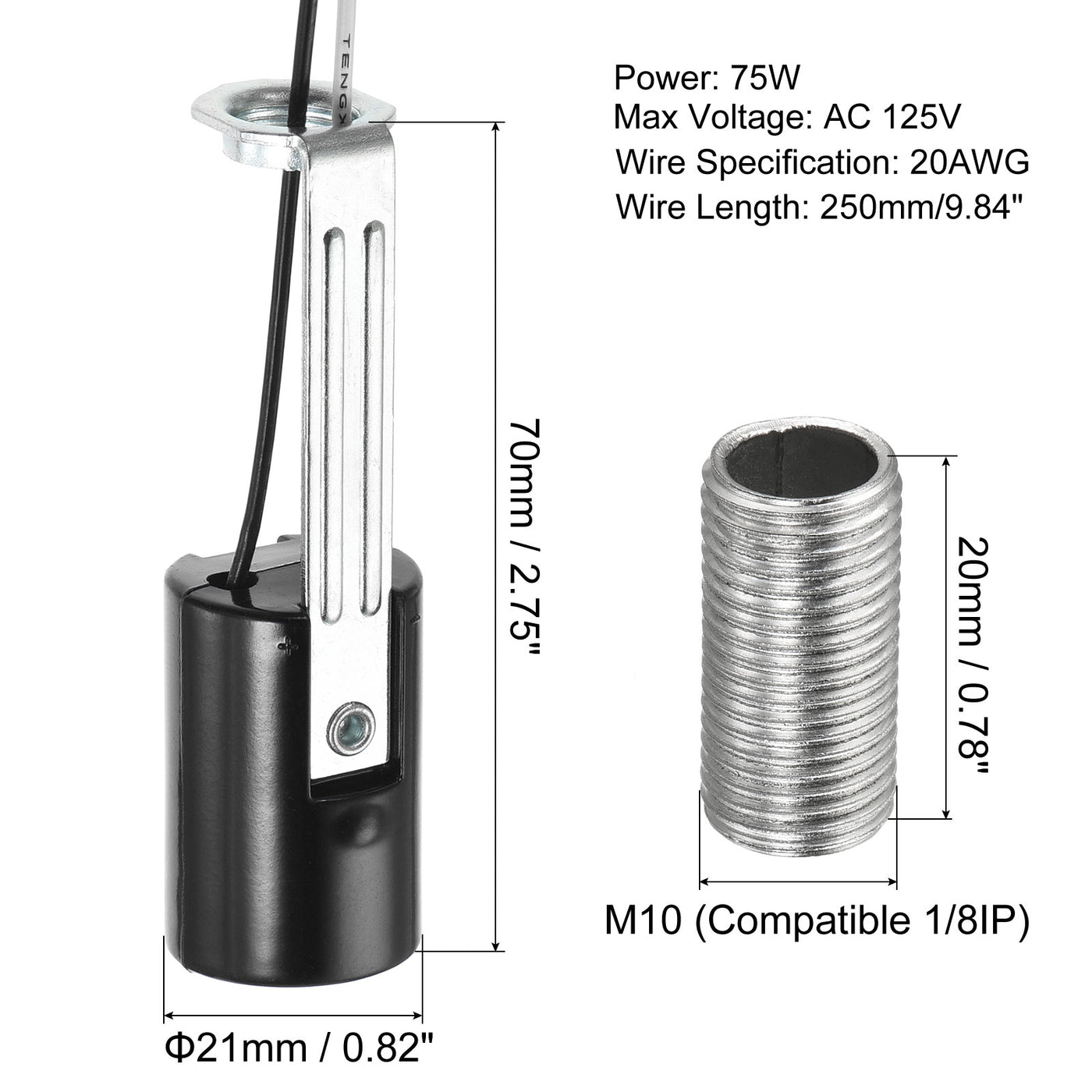 Harfington Lamp Socket, Candle Lamp Holders, Chandelier with Wire Threaded for Bulb
