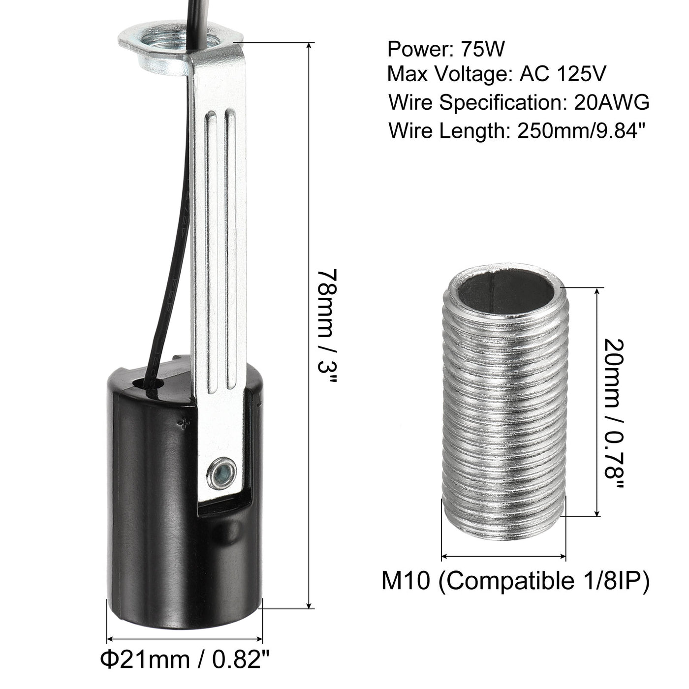 Harfington Lamp Socket, Candle Lamp Holders, Chandelier with Wire Threaded for Bulb