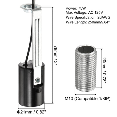Harfington Lamp Socket, Candle Lamp Holders, Chandelier with Wire Threaded for Bulb