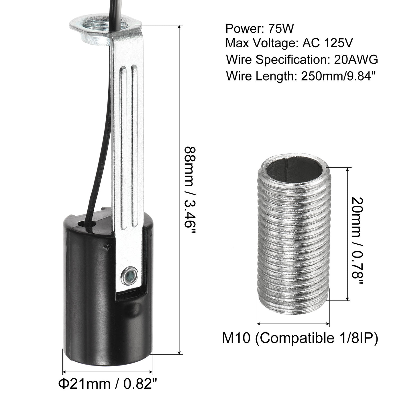 Harfington Lamp Socket, Candle Lamp Holders, Chandelier with Wire Threaded for Bulb