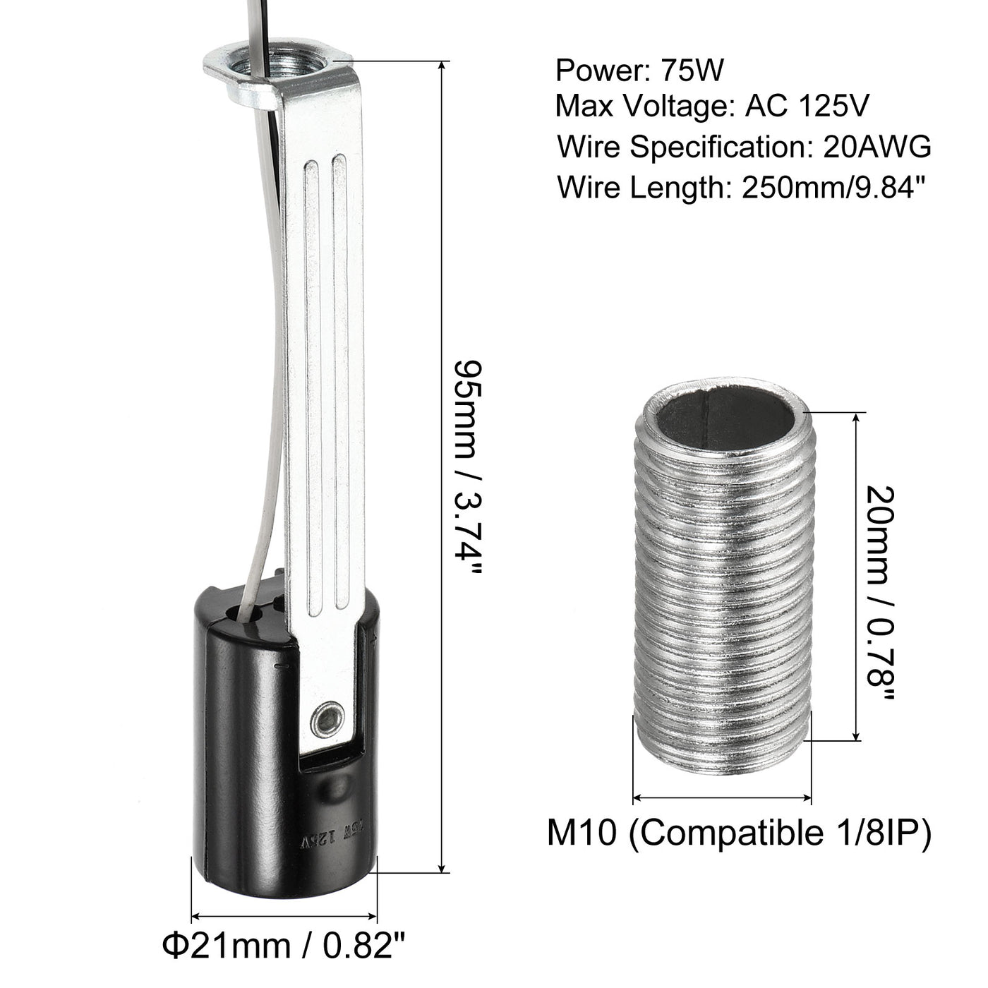 Harfington Lamp Socket, Candle Lamp Holders, Chandelier with Wire Threaded for Bulb