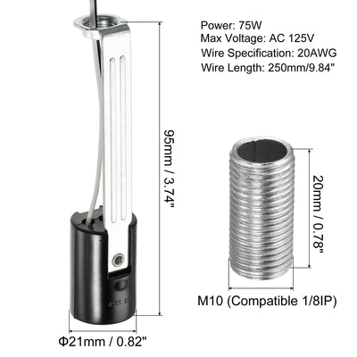 Harfington Lamp Socket, Candle Lamp Holders, Chandelier with Wire Threaded for Bulb