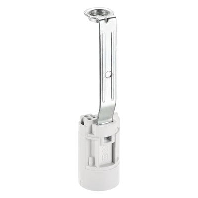 Harfington E14 Bulb Socket Plastic Lamp Holder White 23x100mm with M10 Threaded Lamp Pipe Nut for E14 Bulb, Pack of 6