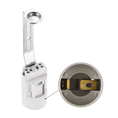 Harfington E14 Bulb Socket Plastic Lamp Holder White 23x100mm with M10 Threaded Lamp Pipe Nut for E14 Bulb, Pack of 6