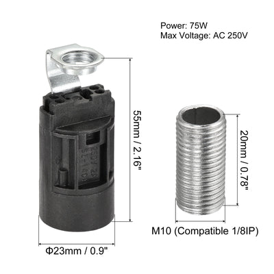 Harfington Bulb Socket Plastic Lamp Holder with Threaded Lamp Pipe Nut for Bulb