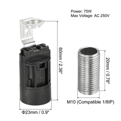 Harfington Bulb Socket Plastic Lamp Holder with Threaded Lamp Pipe Nut for Bulb