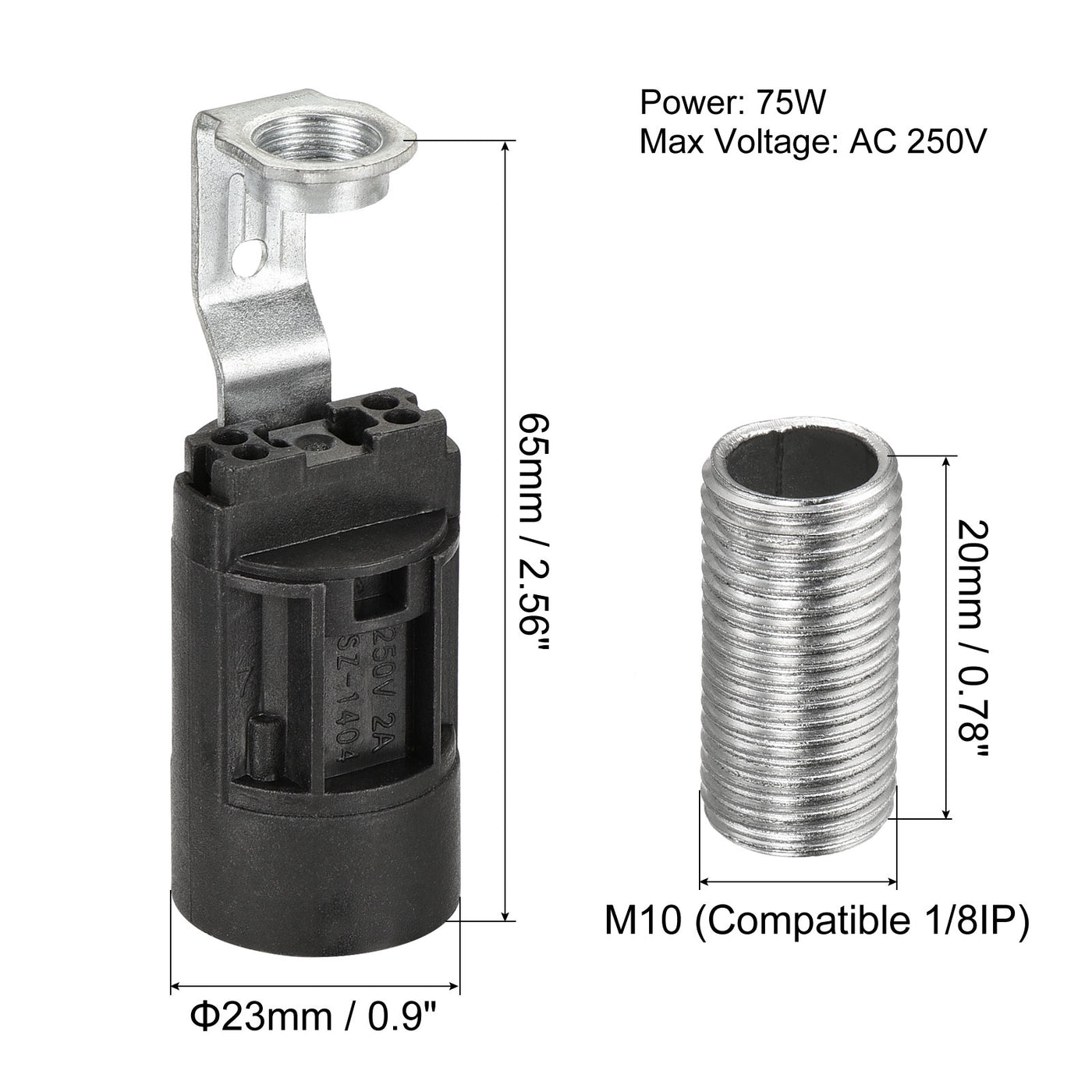 Harfington Bulb Socket Plastic Lamp Holder with Threaded Lamp Pipe Nut for Bulb