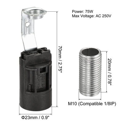 Harfington Bulb Socket Plastic Lamp Holder with Threaded Lamp Pipe Nut for Bulb