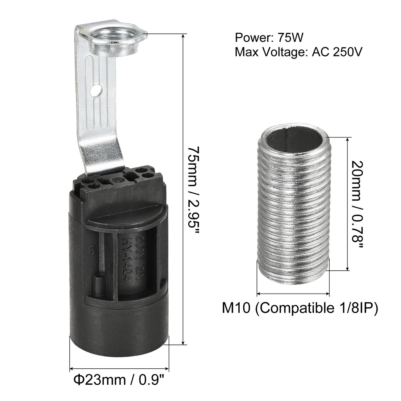 Harfington Bulb Socket Plastic Lamp Holder with Threaded Lamp Pipe Nut for Bulb