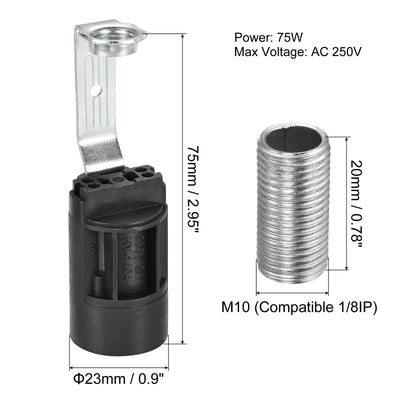 Harfington Bulb Socket Plastic Lamp Holder with Threaded Lamp Pipe Nut for Bulb