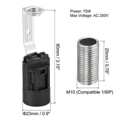 Harfington Bulb Socket Plastic Lamp Holder with Threaded Lamp Pipe Nut for Bulb