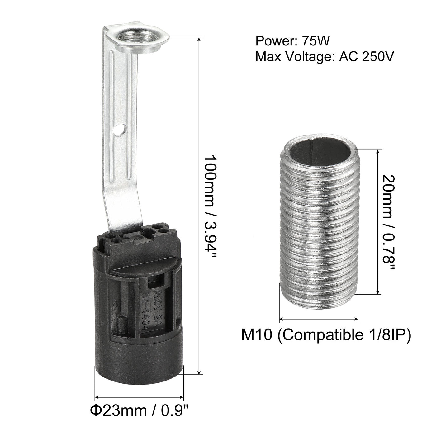 Harfington Bulb Socket Plastic Lamp Holder with Threaded Lamp Pipe Nut for Bulb