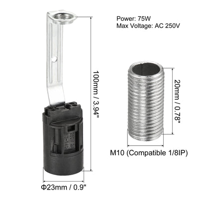 Harfington Bulb Socket Plastic Lamp Holder with Threaded Lamp Pipe Nut for Bulb