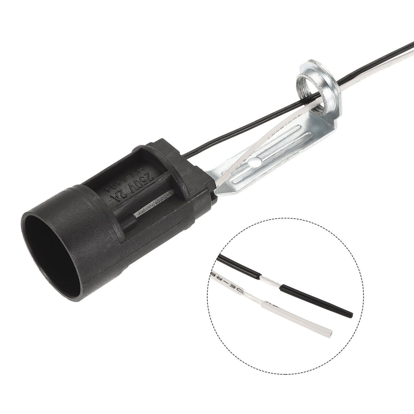 Harfington E14 Bulb Socket Plastic Bulb Candle Lamp Holder Black 23x80mm with M10 Lamp Pipe Nut & Wire for E14 Bulb, Pack of 6