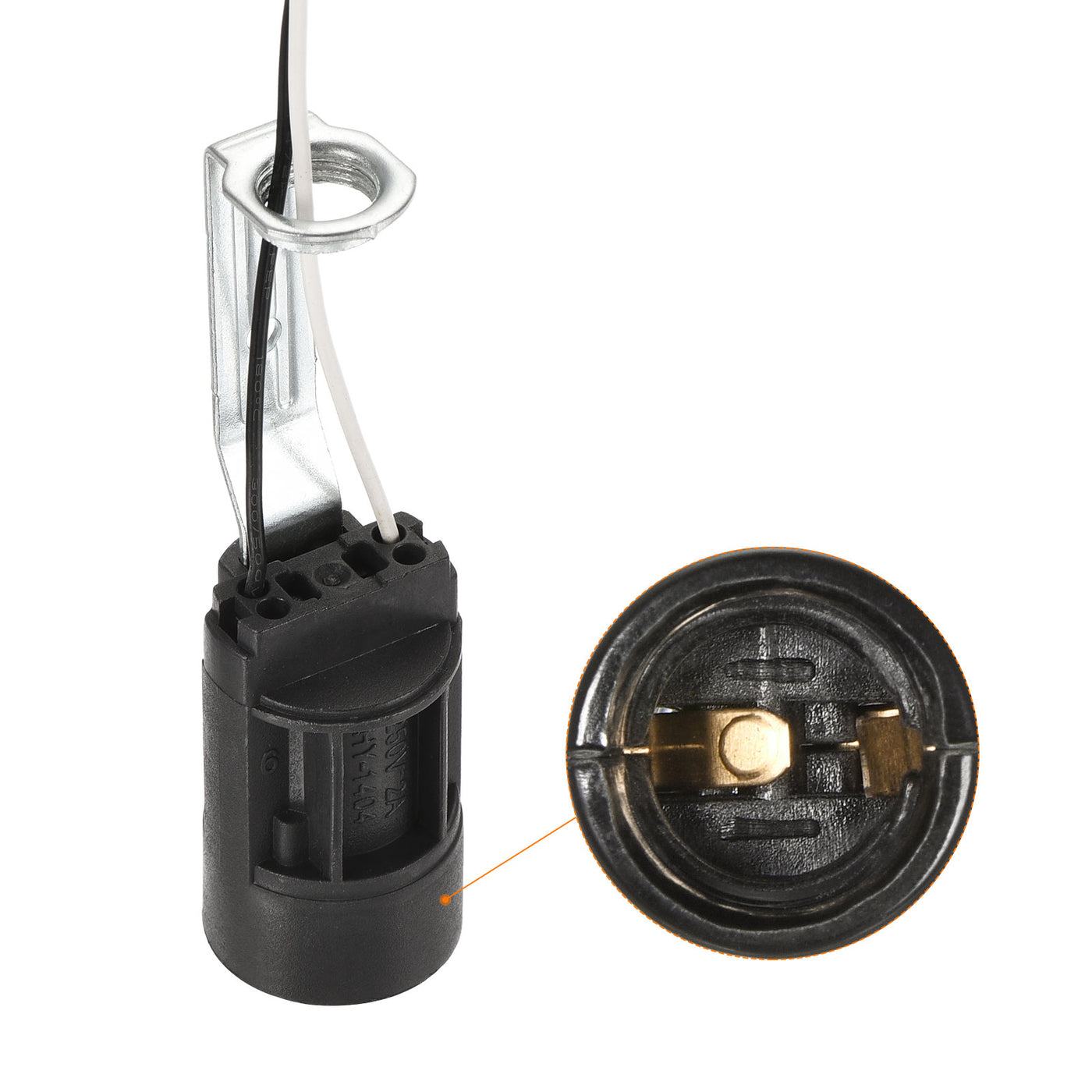 Harfington E14 Bulb Socket Plastic Bulb Candle Lamp Holder Black 23x80mm with M10 Lamp Pipe Nut & Wire for E14 Bulb, Pack of 6