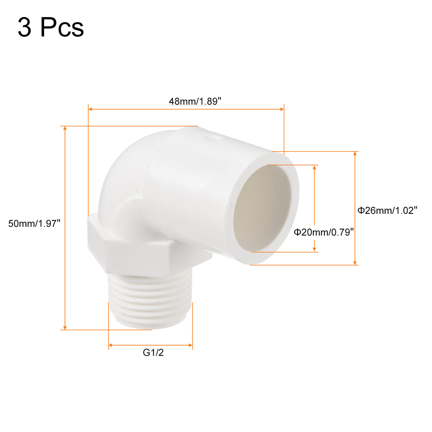 Harfington Water Pipe Elbow Fitting Male Thread ID Tube Connector Adapters