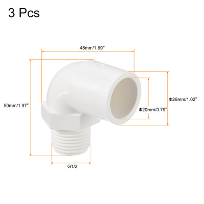 Harfington Water Pipe Elbow Fitting Male Thread ID Tube Connector Adapters