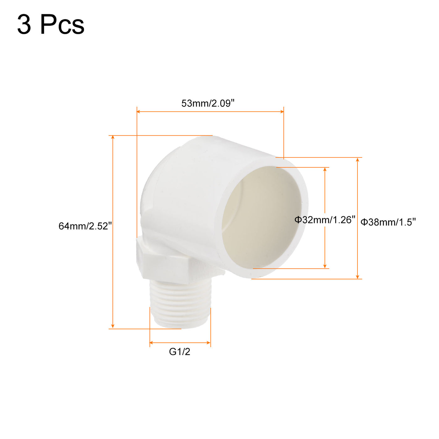 Harfington Water Pipe Elbow Fitting Male Thread ID Tube Connector Adapters