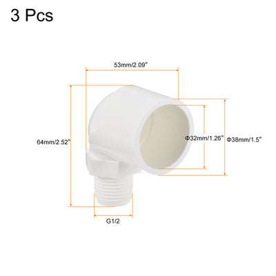 Harfington Water Pipe Elbow Fitting Male Thread ID Tube Connector Adapters