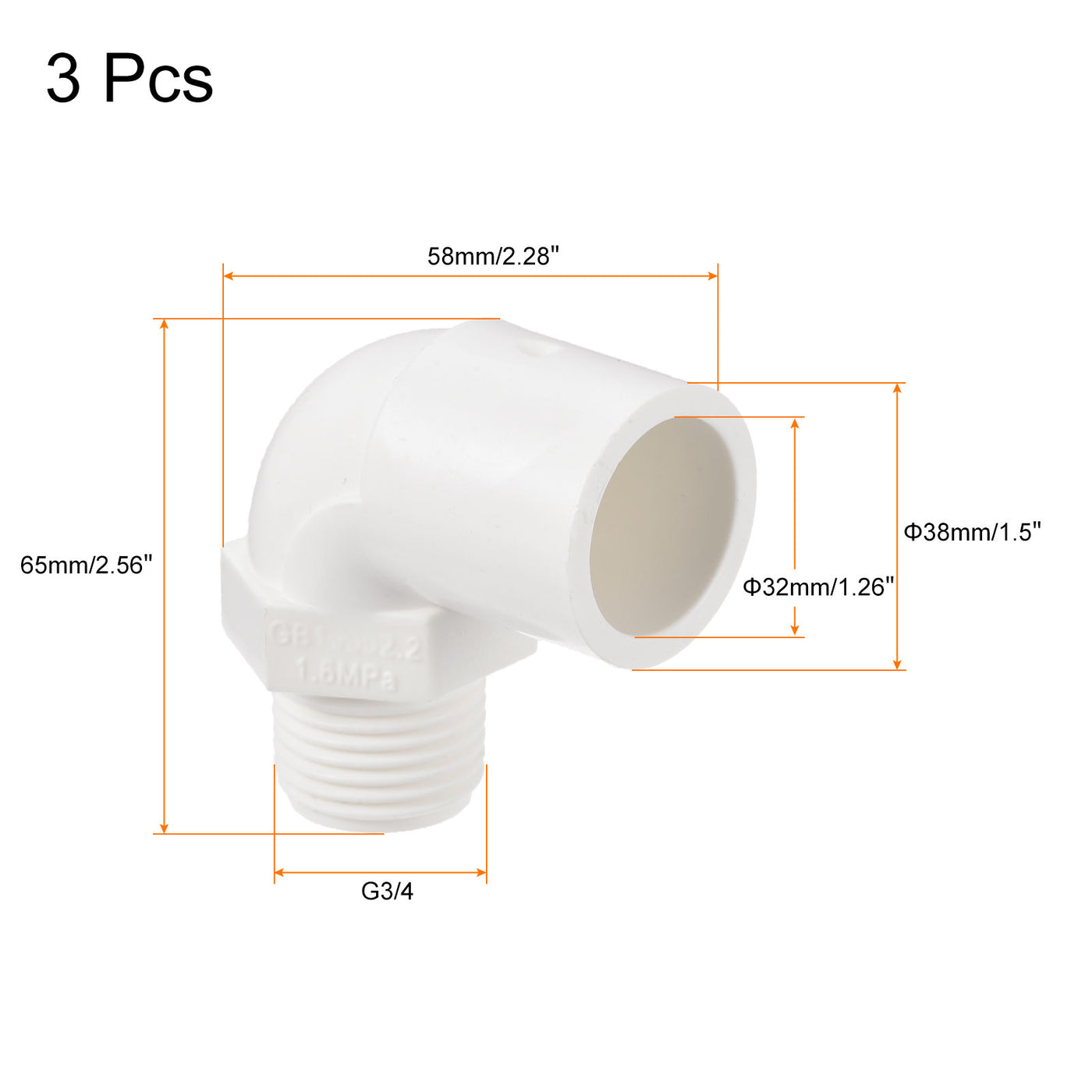Harfington Water Pipe Elbow Fitting Male Thread ID Tube Connector Adapters