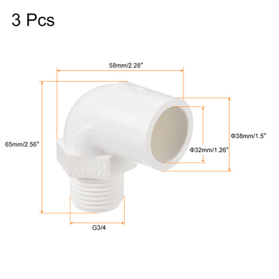 Harfington Water Pipe Elbow Fitting Male Thread ID Tube Connector Adapters