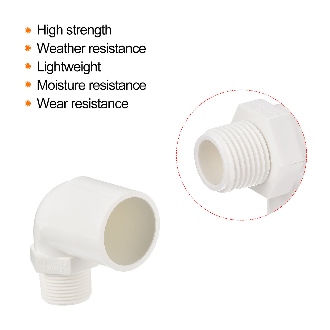 Harfington Water Pipe Elbow Fitting Male Thread ID Tube Connector Adapters
