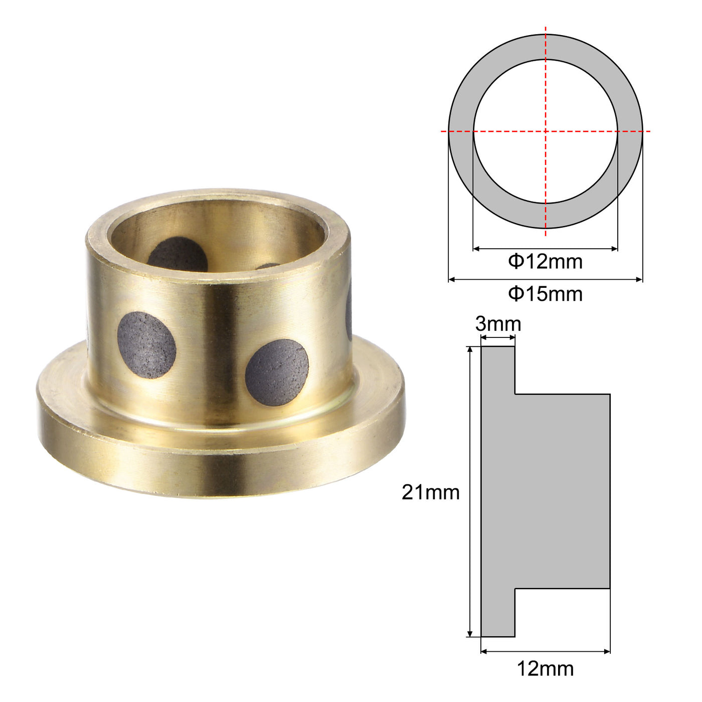 uxcell Uxcell Flanged Sleeve Bearings Wrapped Oilless Bushings Brass