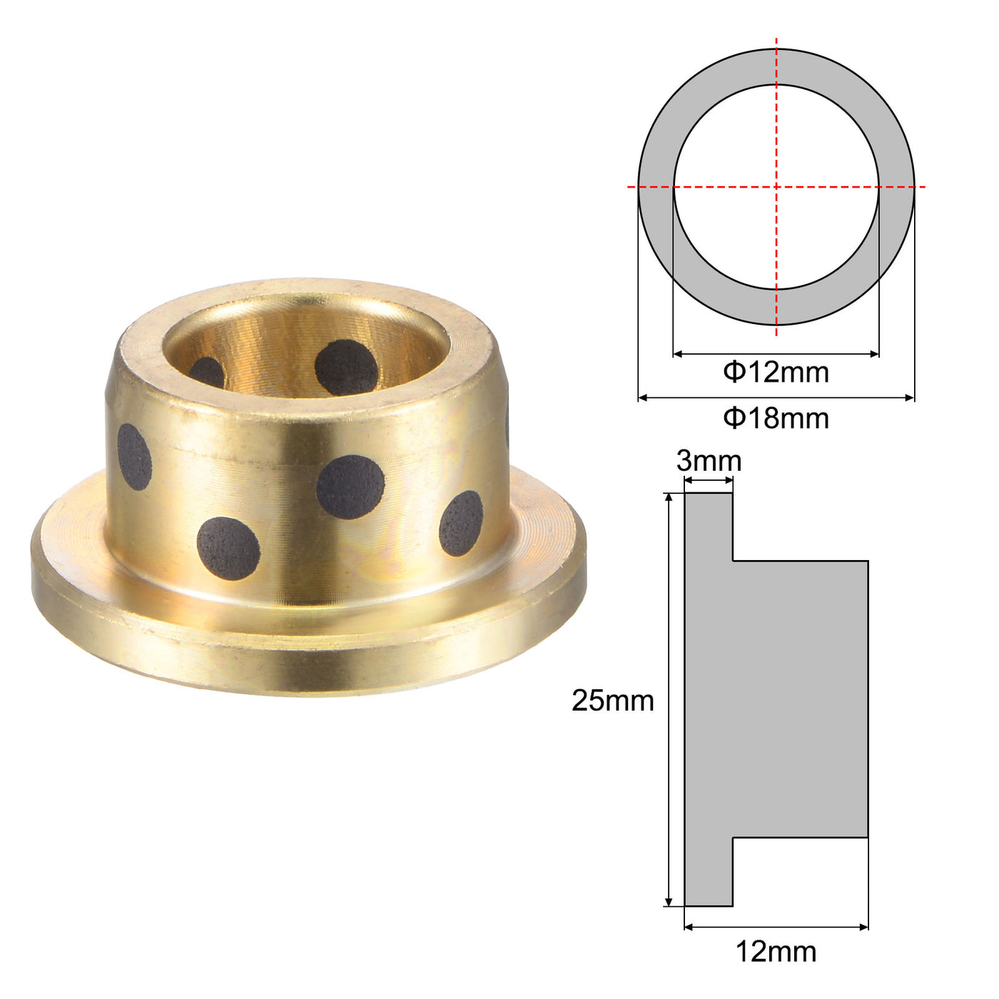 uxcell Uxcell Flanged Sleeve Bearings Wrapped Oilless Bushing Brass