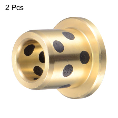 Harfington Uxcell Flanged Sleeve Bearings Wrapped Oilless Bushing Brass