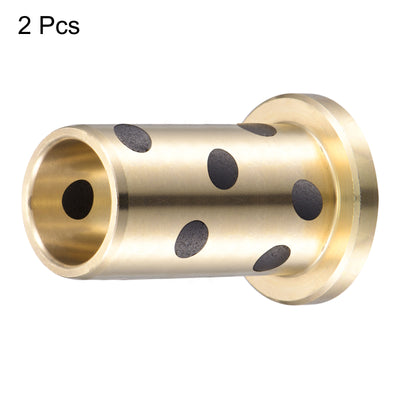 Harfington Uxcell Flanged Sleeve Bearings Wrapped Oilless Bushing Brass