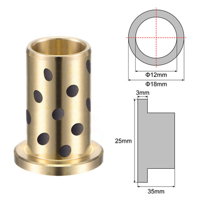 Harfington Uxcell Flanged Sleeve Bearings Wrapped Oilless Bushing Brass