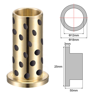 Harfington Uxcell Flanged Sleeve Bearings Wrapped Oilless Bushing Brass
