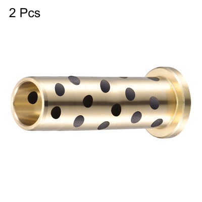 Harfington Uxcell Flanged Sleeve Bearings Wrapped Oilless Bushing Brass