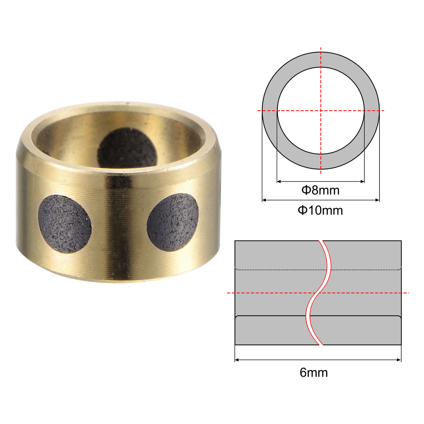 Harfington Sleeve Bearings Wrapped Oilless Bushings Brass Graphite
