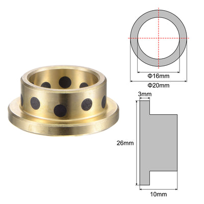 Harfington Uxcell Flanged Sleeve Bearings Wrapped Oilless Bushings Brass