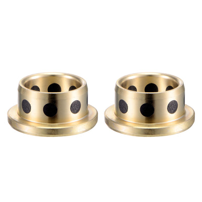 Harfington Uxcell Flanged Sleeve Bearings Wrapped Oilless Bushing Brass