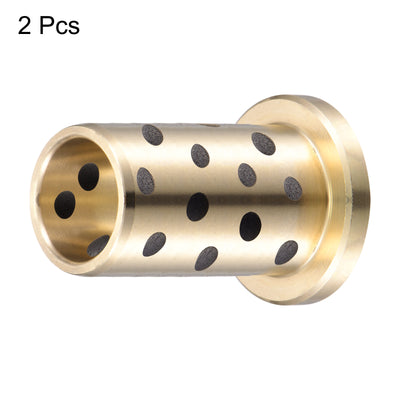 Harfington Uxcell Flanged Sleeve Bearings Wrapped Oilless Bushing Brass