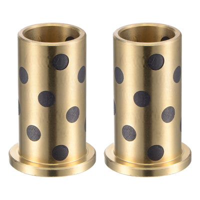 Harfington Uxcell Flanged Sleeve Bearings Wrapped Oilless Bushing Brass