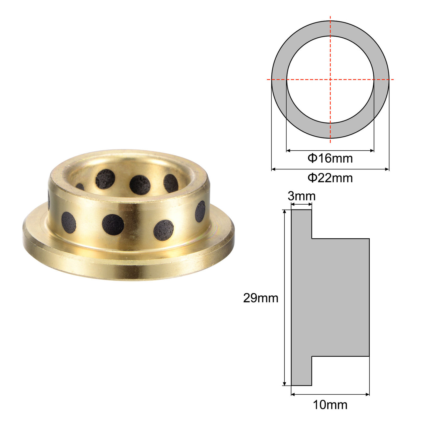 uxcell Uxcell Flanged Sleeve Bearings Wrapped Oilless Bushing Brass